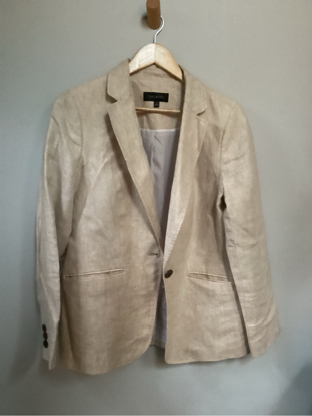 Talbots Women's Beige Linen-Blend Single-Button Blazer
